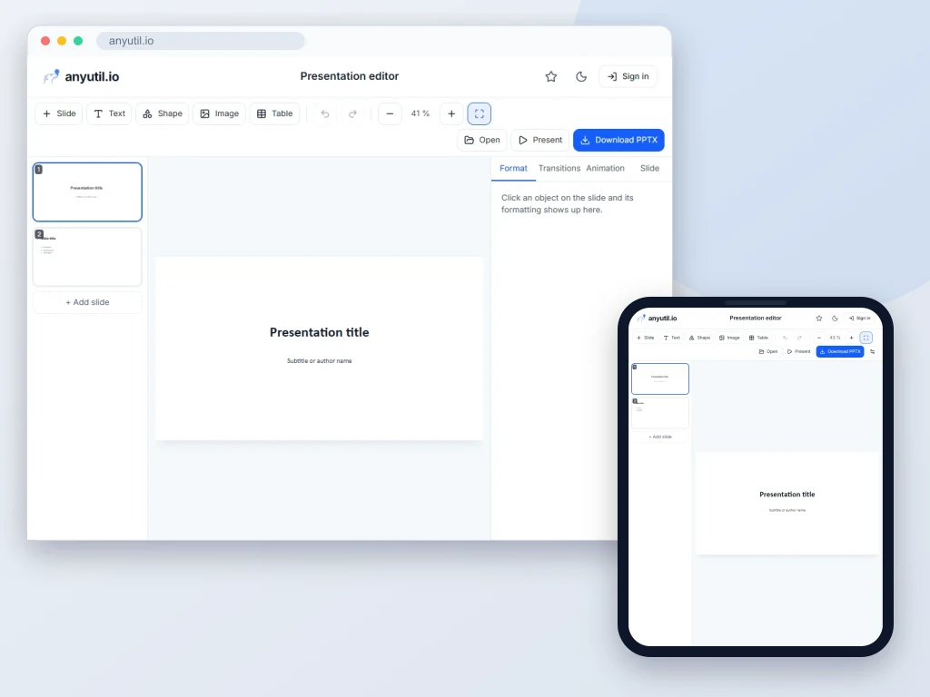 Example: Decks and images for the web