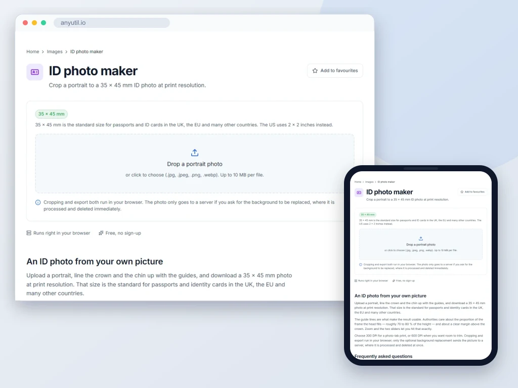 Preview of ID photo maker