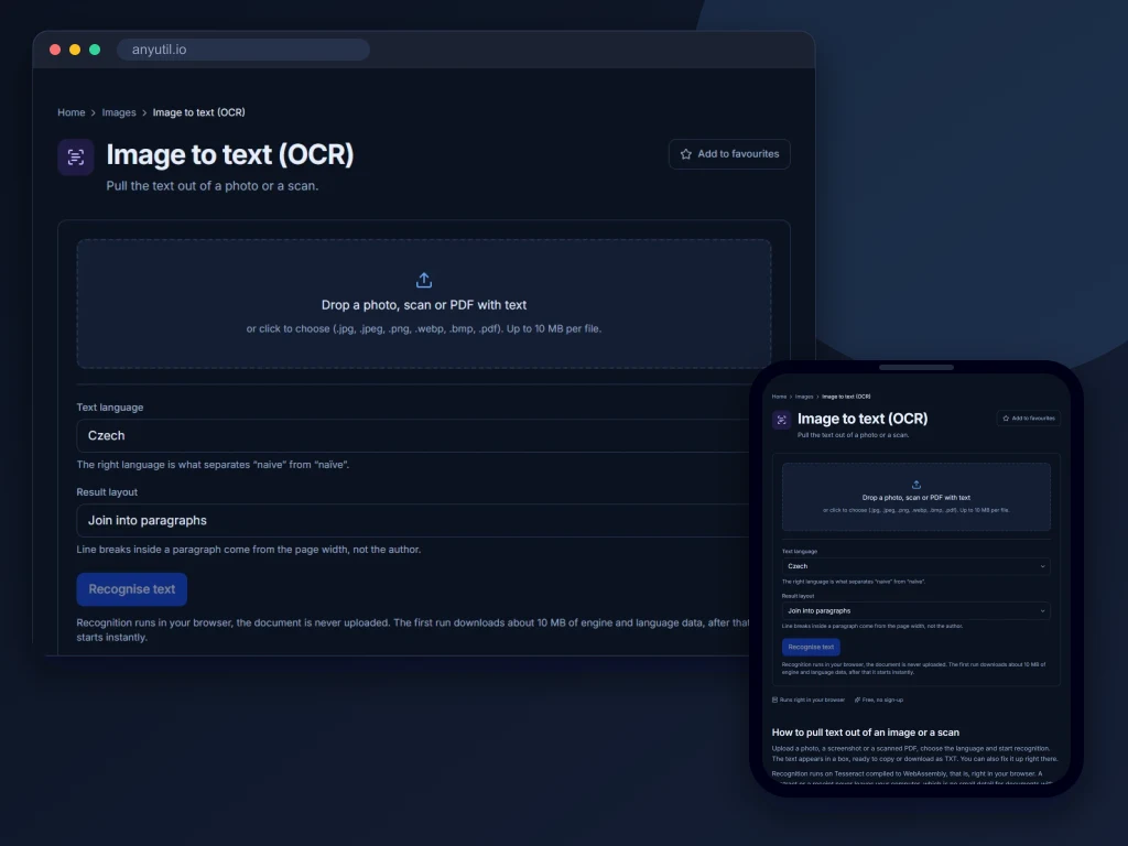 Preview of Image to text (OCR)