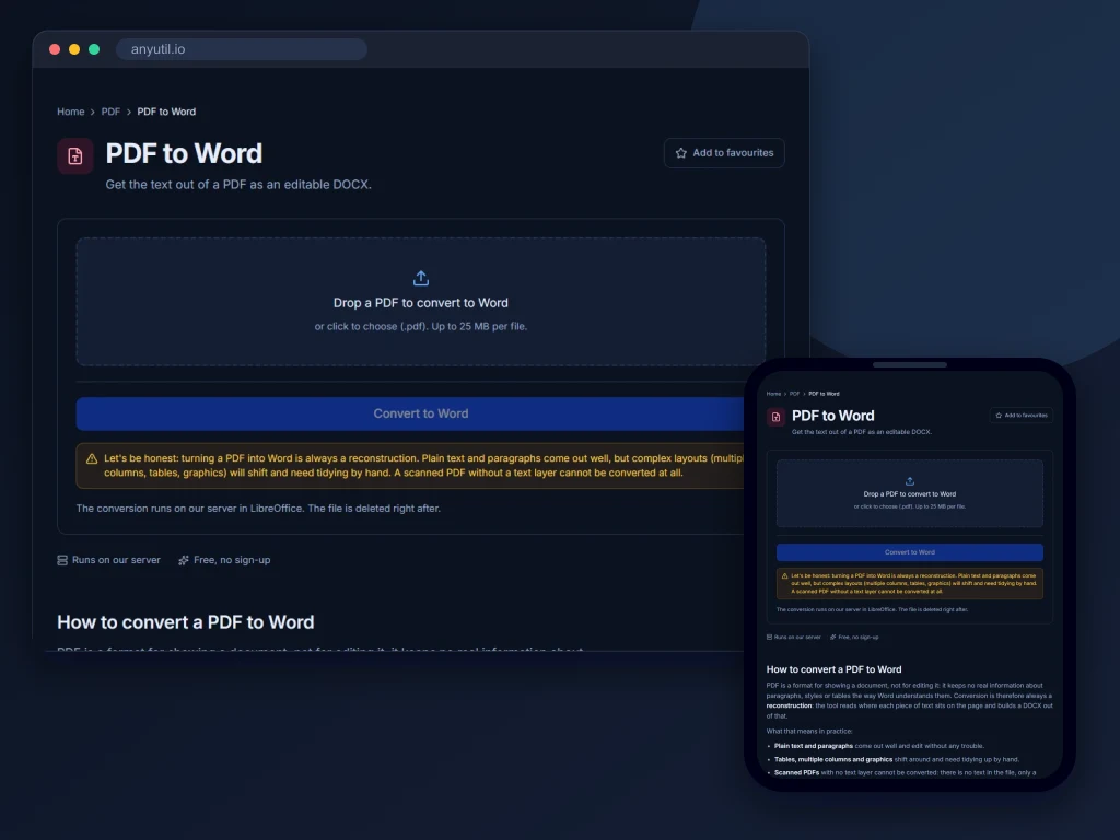 Preview of PDF to Word