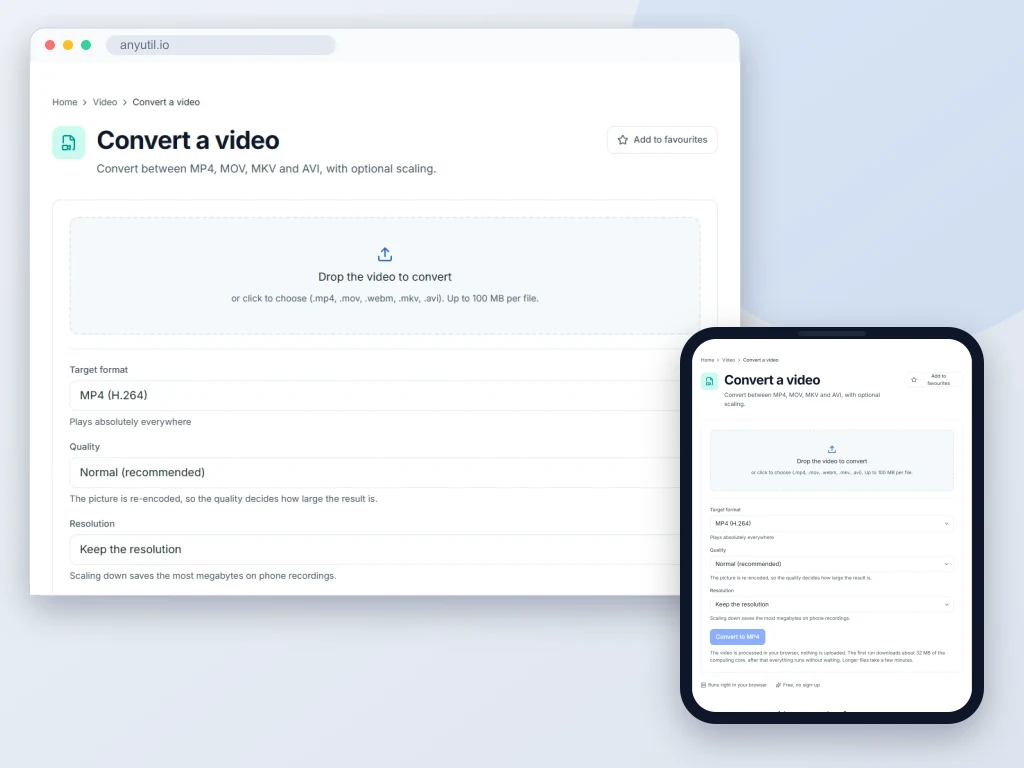 Preview of Convert a video